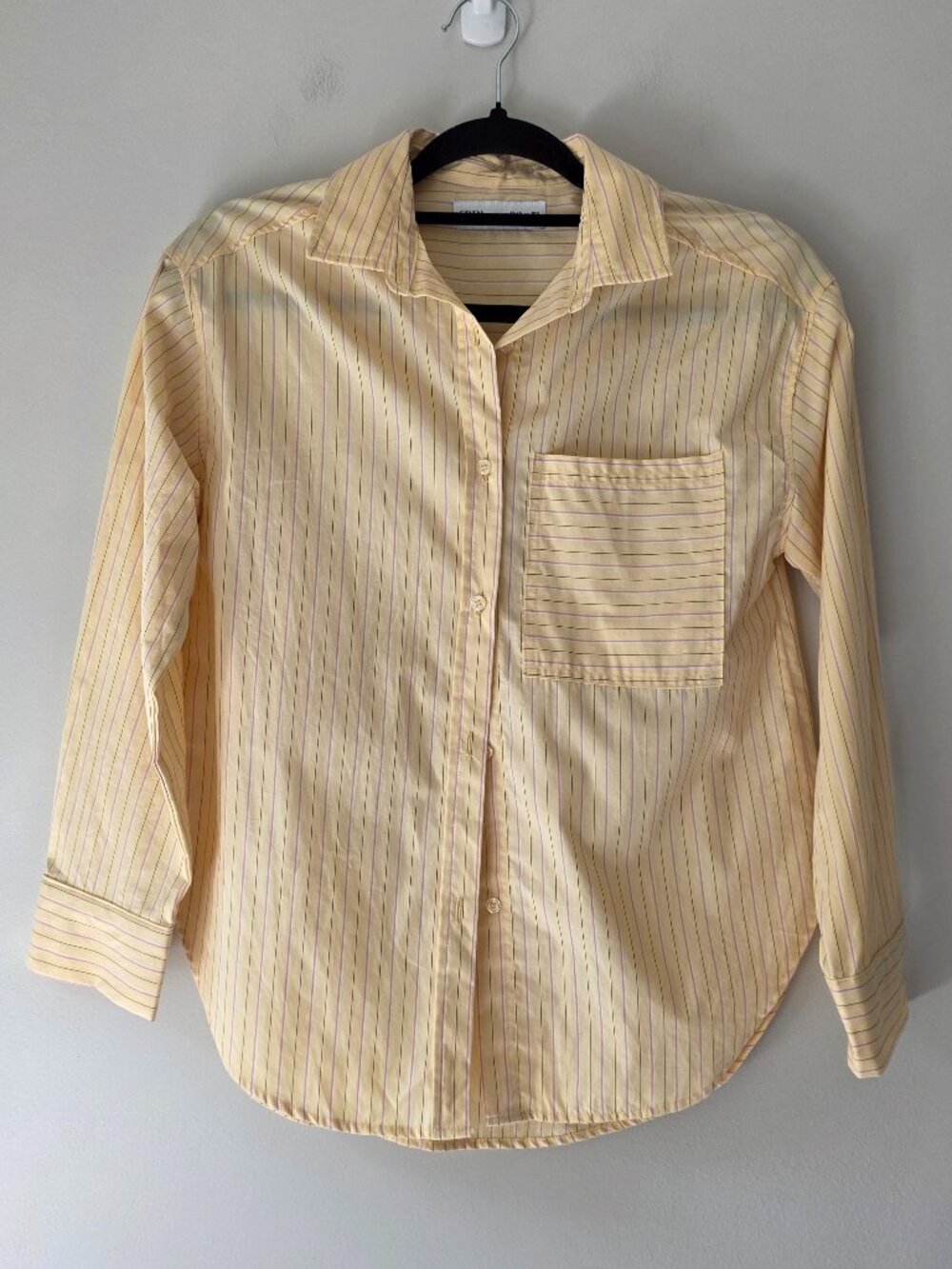 ZARA Kids Girls Yellow White Striped Cotton Button Down Shirt Size 11-12 (152cm)